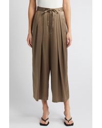 FRAME - Pleated Silk Ankle Wide Leg Pants - Lyst