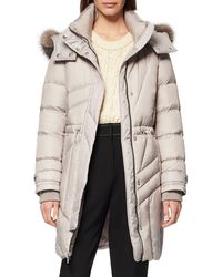 Andrew Marc Down & Feather Hooded Parka With Genuine Fox Fur Trim - Natural