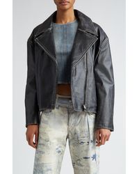 Acne Studios - Lilket Distressed Leather Moto Jacket - Lyst