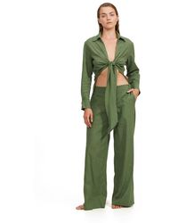 Luma Gottex - High Low Collared Front Tie Blouse Cover Up - Lyst