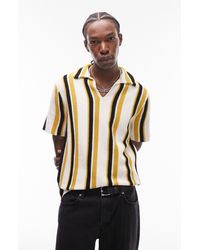TOPMAN - Stripe Johnny Collar Shirt - Lyst