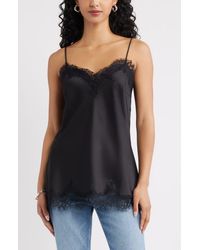 Open Edit - Lace Trim Satin Camisole - Lyst