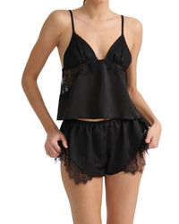 KAT THE LABEL - Darcy Lace Trim Satin Tap Shorts - Lyst