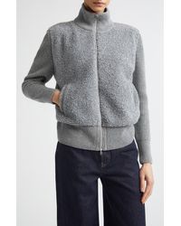 Herno - Mixed Media Wool Rib & Curly Fleece Cardigan - Lyst