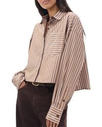 Rag & Bone - Marin Stripe Cotton Crop Button-Up Shirt - Lyst