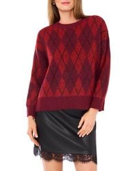 Vince Camuto - Argyle Eyelash Jacquard Crewneck Sweater - Lyst