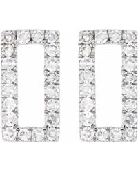 Lyst Chanel Gold Tone Cc Rectangle Clip On Earrings In Metallic Carriere Jewelry Diamond Open Rectangle Stud Earrings Nordstrom Exclusive Lyst