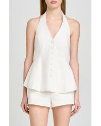 Wayf - Paloma Button-Up Peplum Halter Top - Lyst