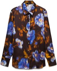 Mango - Print Satin Button-up Shirt - Lyst