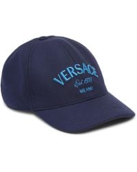 Versace - Milano Embroidered Logo Virgin Wool & Nylon Baseball Cap - Lyst