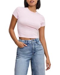 GOOD AMERICAN - Pointelle Baby Tee - Lyst