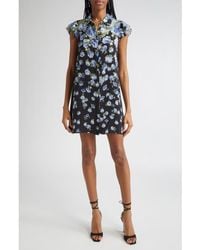 Alice + Olivia - Jem Floral Ruffle Sleeve Mini Shirtdress - Lyst