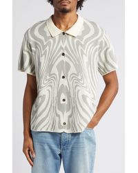 Honor The Gift - Dazed Jacquard Short Sleeve Cotton Knit Button-up Shirt - Lyst