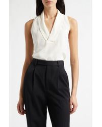 BOSS - Bolaru Sleeveless Silk Shawl Collar Top - Lyst