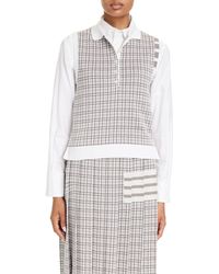 Thom Browne - 4-bar Small Check Silk & Cotton Polo Sweater Vest - Lyst