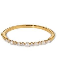 Nadri - Cubic Zirconia & Faux Pearl Hinge Bangle Bracelet - Lyst