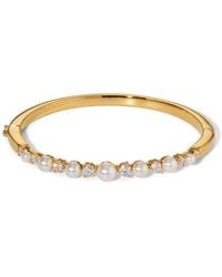 Nadri - Cubic Zirconia & Faux Pearl Hinge Bangle Bracelet - Lyst