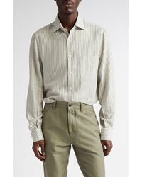 Isaia - Stripe Cotton & Cashmere Button-Up Shirt - Lyst
