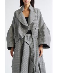 Comme des Garçons - Gingham Crop Wool Gabardine Jacket - Lyst