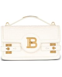 Balmain - B-buzz 24 Monogram Embossed Leather Top Handle Bag - Lyst