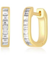 EF Collection - Mini Baguette Diamond Jumbo Lola Hoop Earrings - Lyst