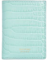 Tom Ford - T-line Croc Embossed Leather Bifold Card Case - Lyst