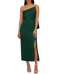 Adrianna Papell - Pleat One-shoulder Crepe Cocktail Dress - Lyst