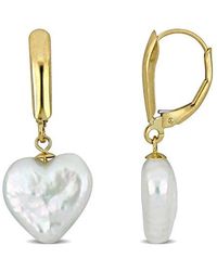 Julianna B - Cultured Pearl Heart Drop Earrings 14K - Lyst