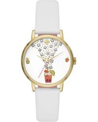 Kate Spade - Metro Cocktail Leather Strap Watch - Lyst