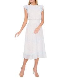Cece - Floral Flutter Sleeve Midi Dress - Lyst