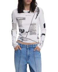 Desigual - Mixed Print Long Sleeve Knit Top - Lyst