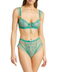 HAUTY - Ruffle Dotted Mesh & Lace Underwire Bra & Panties Set - Lyst