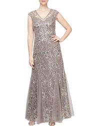 Alex Evenings - Sequin Embroidered Evening Gown - Lyst