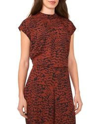 Halogen® - Animal Print Mock Neck Cap Sleeve Shell - Lyst