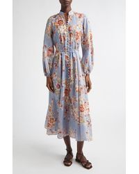 Zimmermann - Awaken Long Sleeve Linen Midi Dress - Lyst