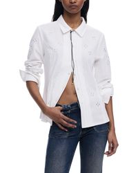 Desigual - Eyelet Cotton Blend Button-Up Shirt - Lyst