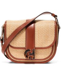 Cole Haan - Mini Essentials Straw & Leather Saddle Bag - Lyst