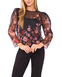 Ted Baker - Floral Long Sleeve Organza Top - Lyst