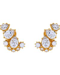 Oscar de la Renta - Crystal & Faux Clip-On Ear Crawler Earrings - Lyst