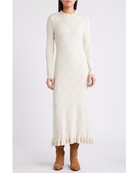 Treasure & Bond - Pointelle Long Sleeve Cotton Blend Sweater Dress - Lyst