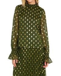 Endless Rose - Metallic Polka Dot Chiffon Top - Lyst