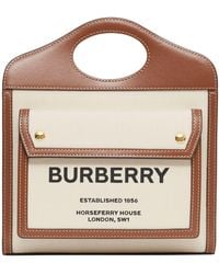 Burberry - Mini Logo Canvas & Leather Pocket Bag - Lyst