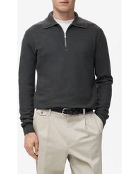 Mango - Half Zip Piqué Sweater - Lyst