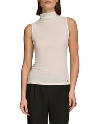 Donna Karan - Sleeveless Funnel Neck Knit Top - Lyst