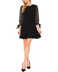 Cece - Embroidered Mixed Media Shift Dress - Lyst