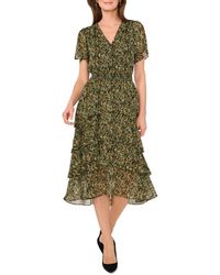 Vince Camuto - V-Print Georgette Tiered Dress - Lyst