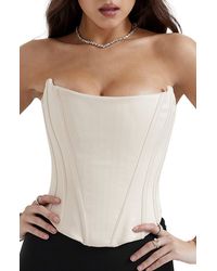House Of Cb - Genevieve Strapless Satin Corset Top - Lyst