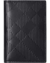 Burberry - Bateman Check Embossed Leather Bifold Wallet - Lyst