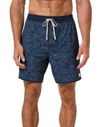 Travis Mathew - Tidal Whisper Palm Tree Print Swim Trunks - Lyst