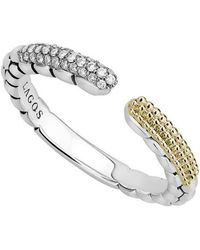 Lagos - Sterling Silver & 18k Yellow Gold Caviar Lux Diamond Open Ring - Lyst